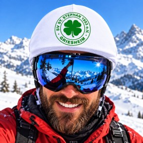 Custom printed ski helmet covers with company branding