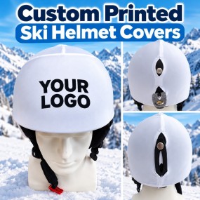 Branded ski helmet covers for ski schools, resorts, and sports teams